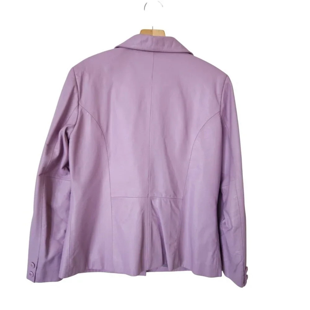 Mixit Genuine Leather Lavender Purple Blazer Jacket Office Spring Easter Pretty - Picture 2 of 12
